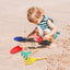 6 Piece Kids Beach Tools, Children Beach Sand Toys, Made of Metal with Sturdy Wooden Handle, Safe Beach Gardening Set, Spoon, Fork, Trowel, Rake & Shovel for Kids