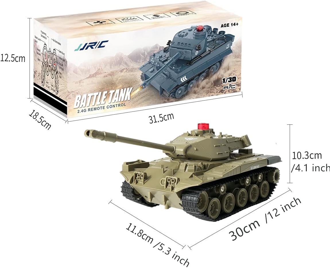 RC Tank Military Truck, RC Car 2.4GHz Radio Controlled Military Battle Tank, Military Vehicles RC Car, 270ø Rotational RC Tank, RC Tank Toy with Realistic Sounds, Radio Controlled Tank for Kids Boys (Green) - Toyigo