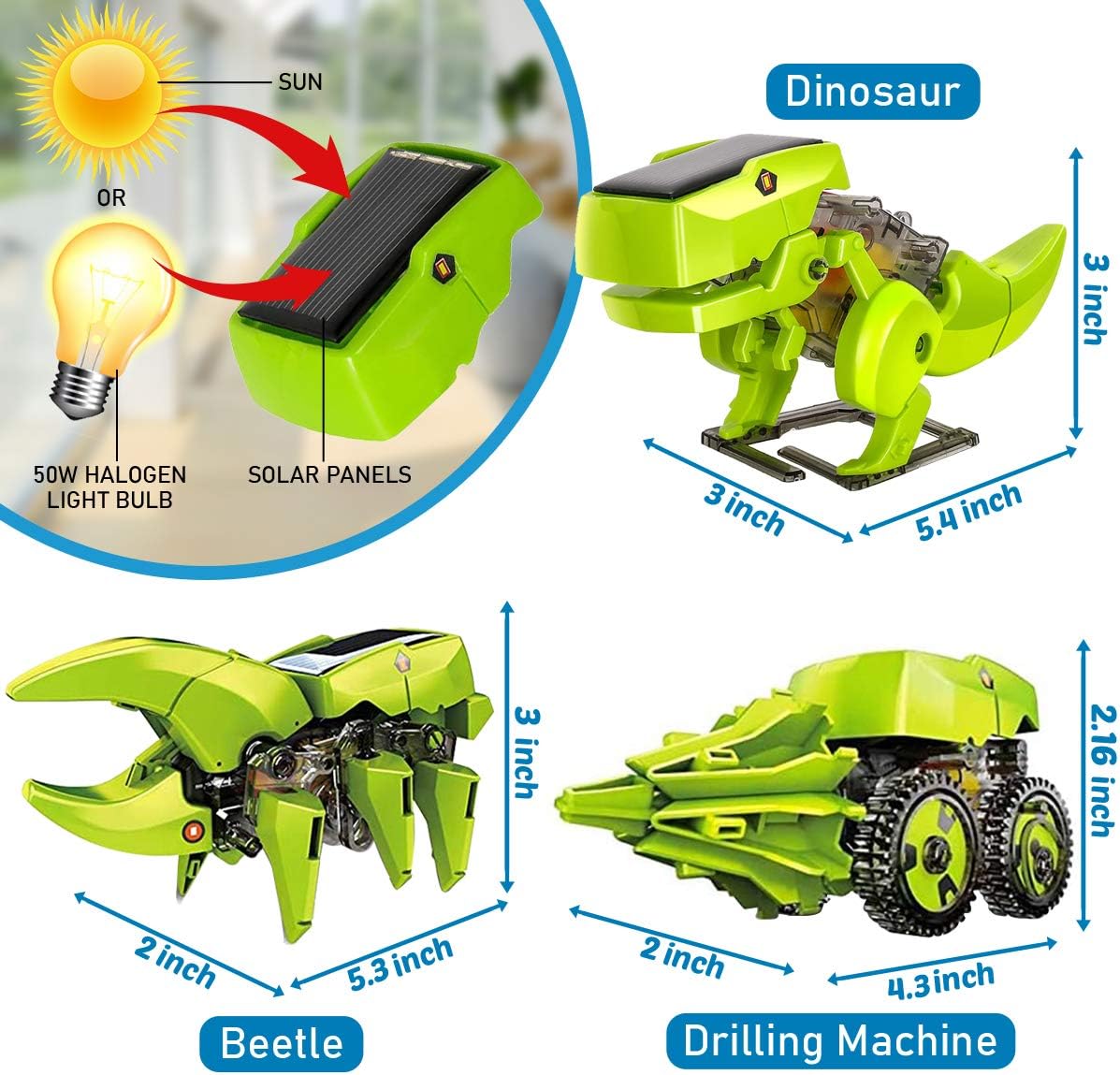 Dinosaur STEM Solar Robot Toys, 3 in 1 Building Games Educational Science, Coding Engineering Kit for Boys, Ages 5 6 7 8-12 STEM Toys Dinosaur Gift School Family Creative Activities