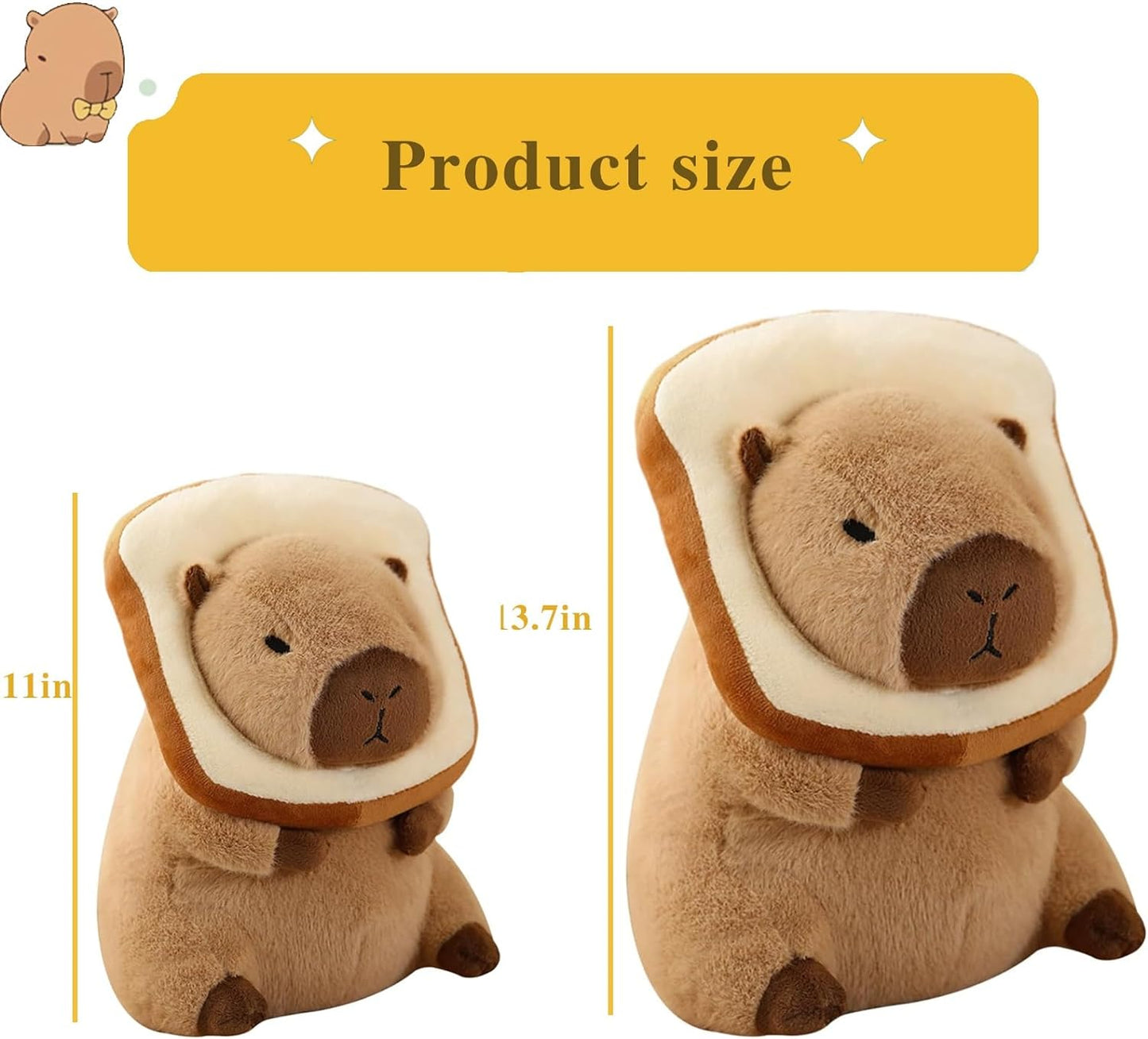 Cute Capybara Stuffed Animals, Wearable Toast Headset Capybara, Gifts for Kids, Bread Capybara, 12-inch Stuffed Animal