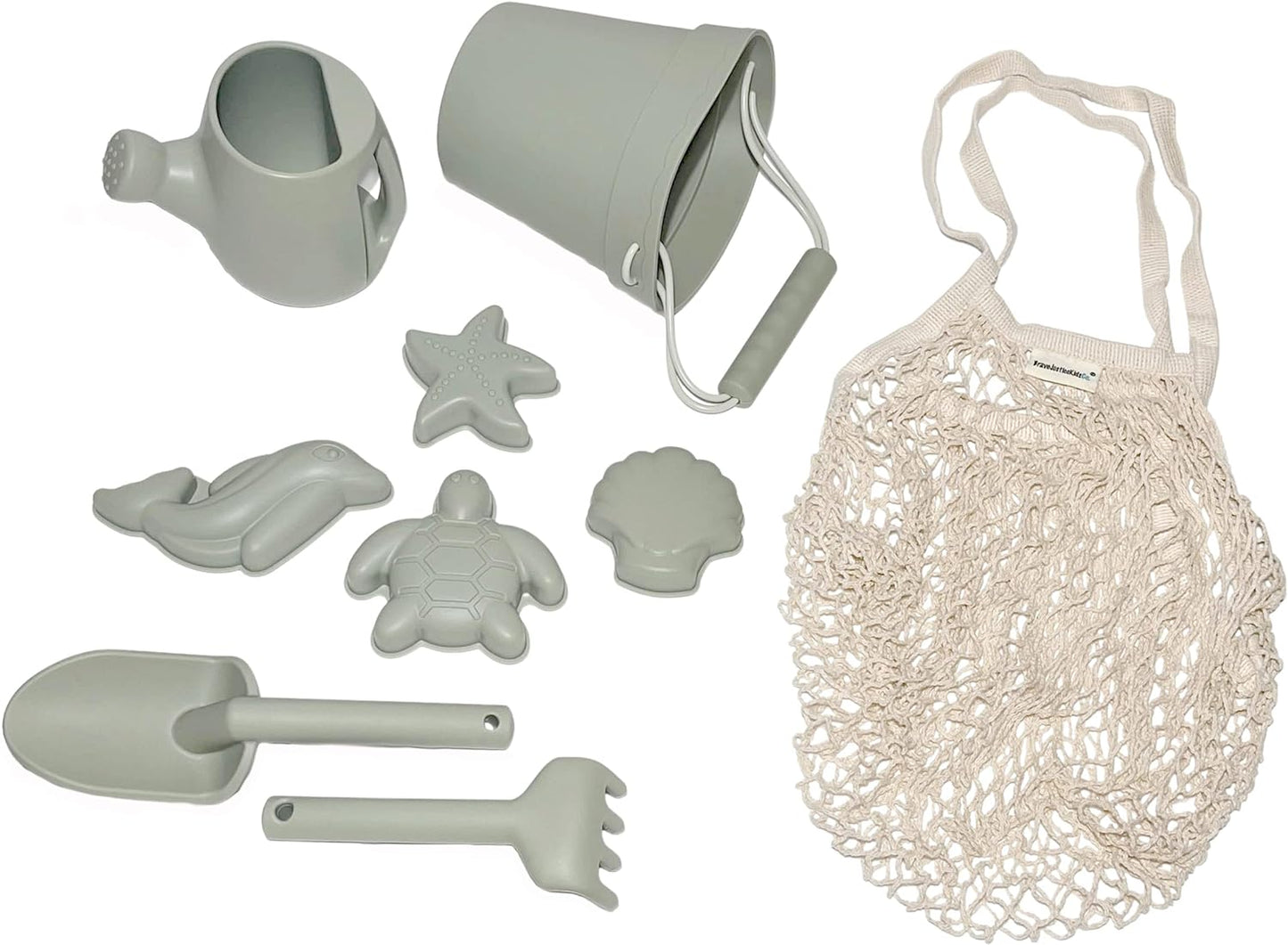 Silicone Summer Beach Set XL, Toddler Sandbox Toys  + Beach Bag + Watering Can & Rake (Warm Sand)