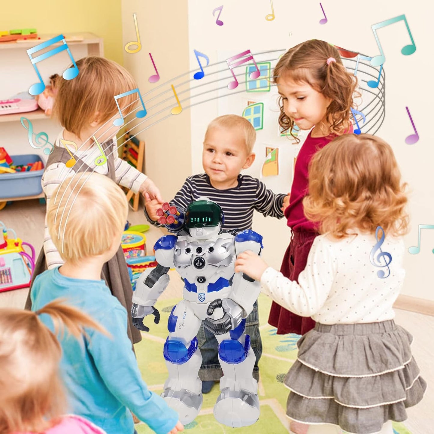 Large RC Smart Robot Toys for Kids,Remote Control Singing,Dancing and Battle,Moonwalking,Gesture Sensing,Soft Darts Shooting,Programmable Interactive,Gift Present for 3 4 5 6 7 8 Year Old Kids. - Toyigo