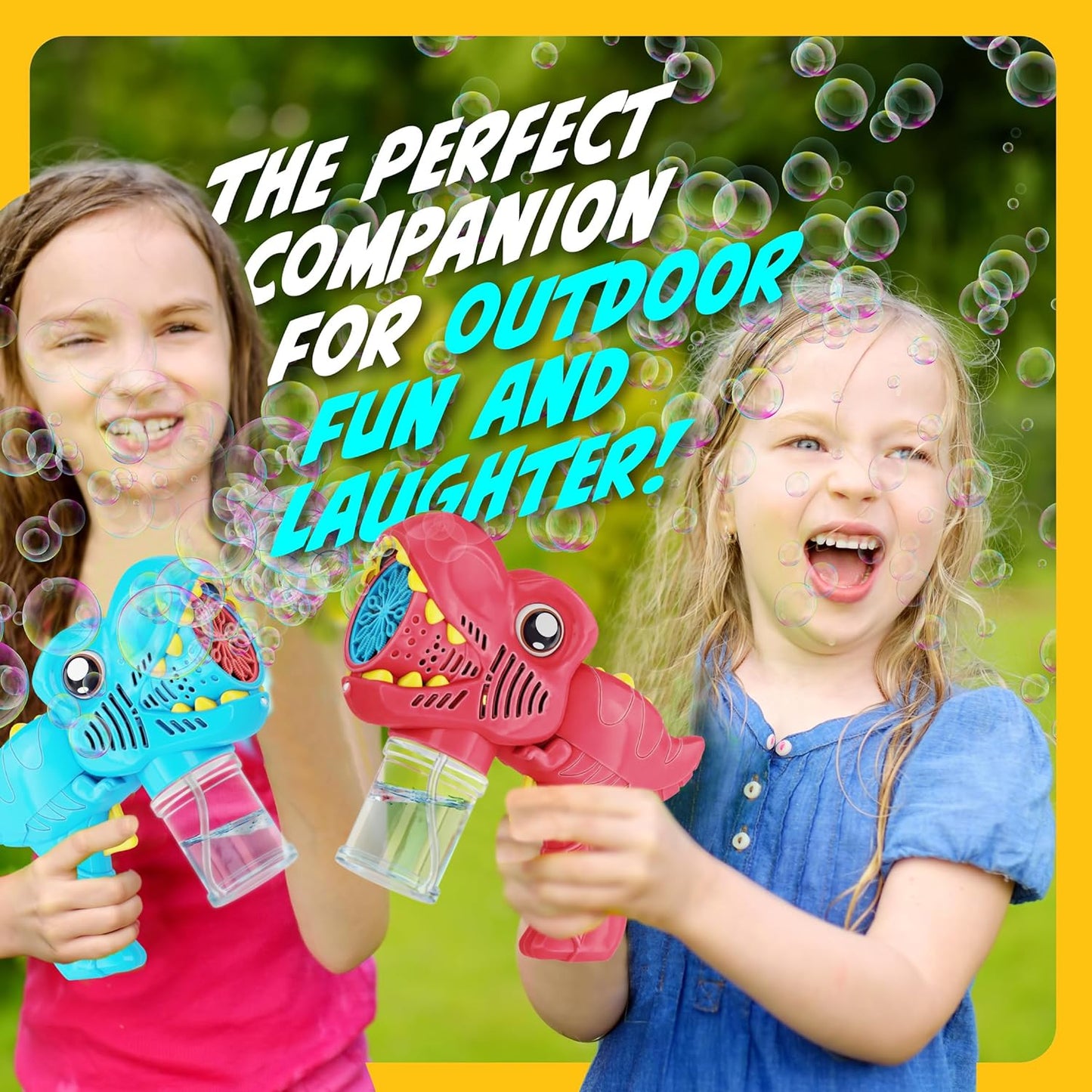 2 Pack Dino Bubble Guns for Kids, Bubbles Gun, Blaster, Blower, Maker, Machine for Boys & Girls, Cool Outdoor Dinosaur Toys for Toddlers, Birthday Gifts for Ages 3 4 5 6 7 8 Year Old Kid Toy