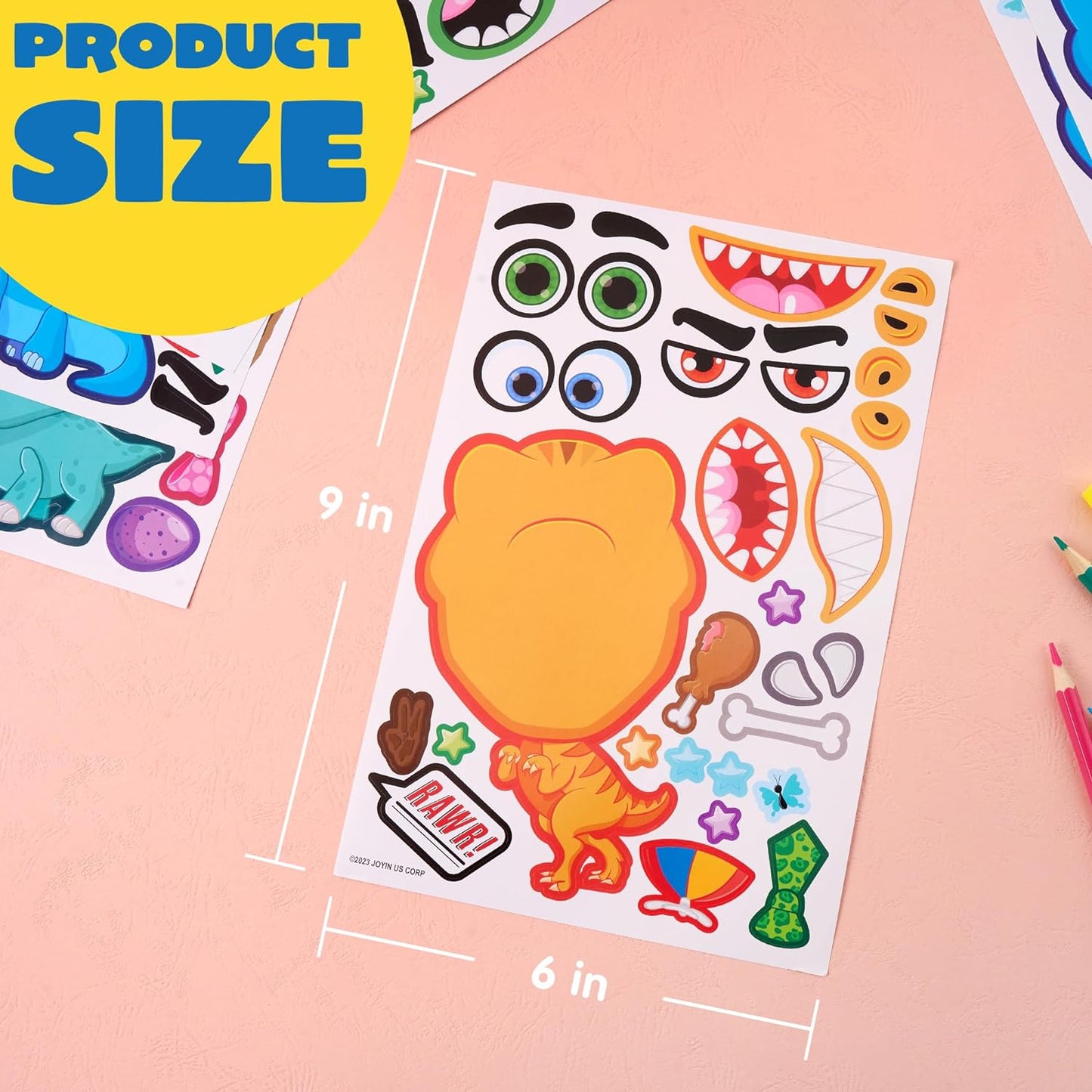 24 PCS 6 x 9 Make-a-face Sticker Sheets, Make Your Own Animal Dinosaur and Match Sticker Sheets with Dinosaur and Fantasy Animals Kids Party Favor Supplies Craft  for Kids