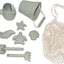 Silicone Summer Beach Set XL, Toddler Sandbox Toys  + Beach Bag + Watering Can & Rake (Warm Sand)