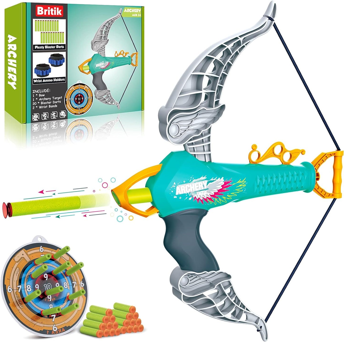 Bow and Arrow for Kids Toys, Archery Set with 20 Suction Cup Arrows, Gifts for Boys Girls Toddler Age 4 5 6 7 8 Year Old