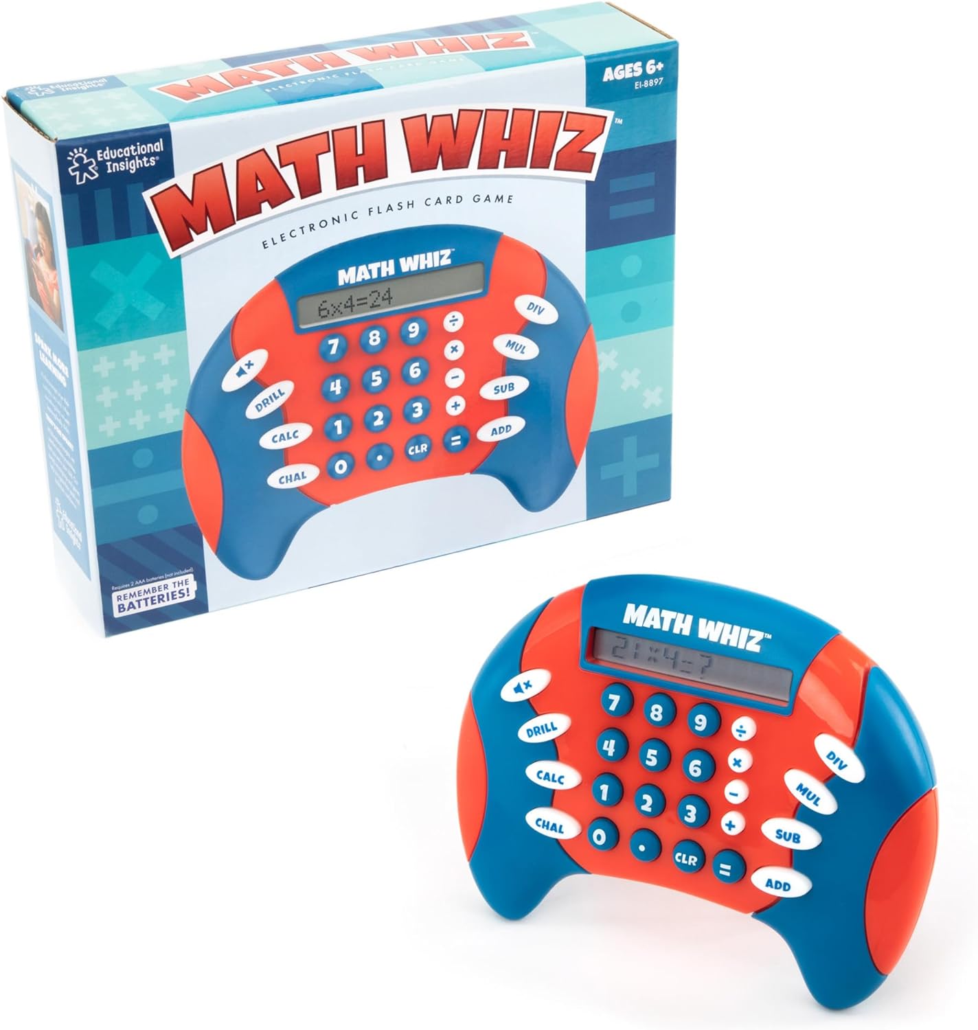 Electronic Handheld Math Game Toys, Educational Insights Math Whiz Electronic Game, Ages 6+ for Kids Toys