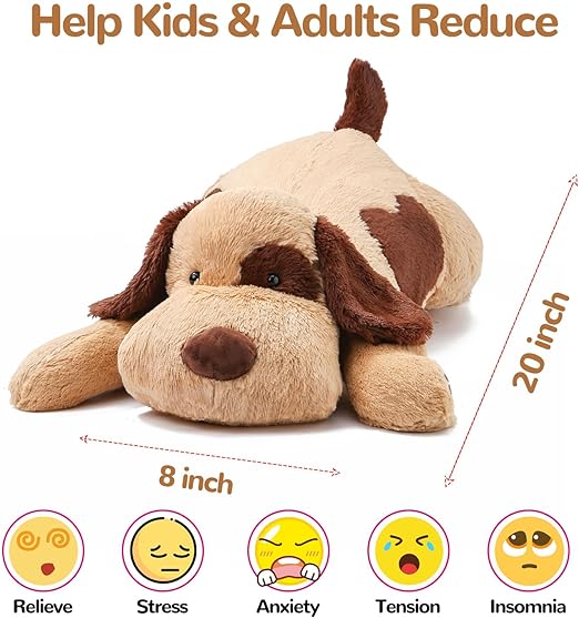 Brown Dog Weighted Stuffed Animals, 20 Inch 3.5 lbs Weighted Plush Animals, Soft Big Puppy Plush Pillow Toy, Gifts for Kids, Boys and Girls Adults (20" 3.5lbs)