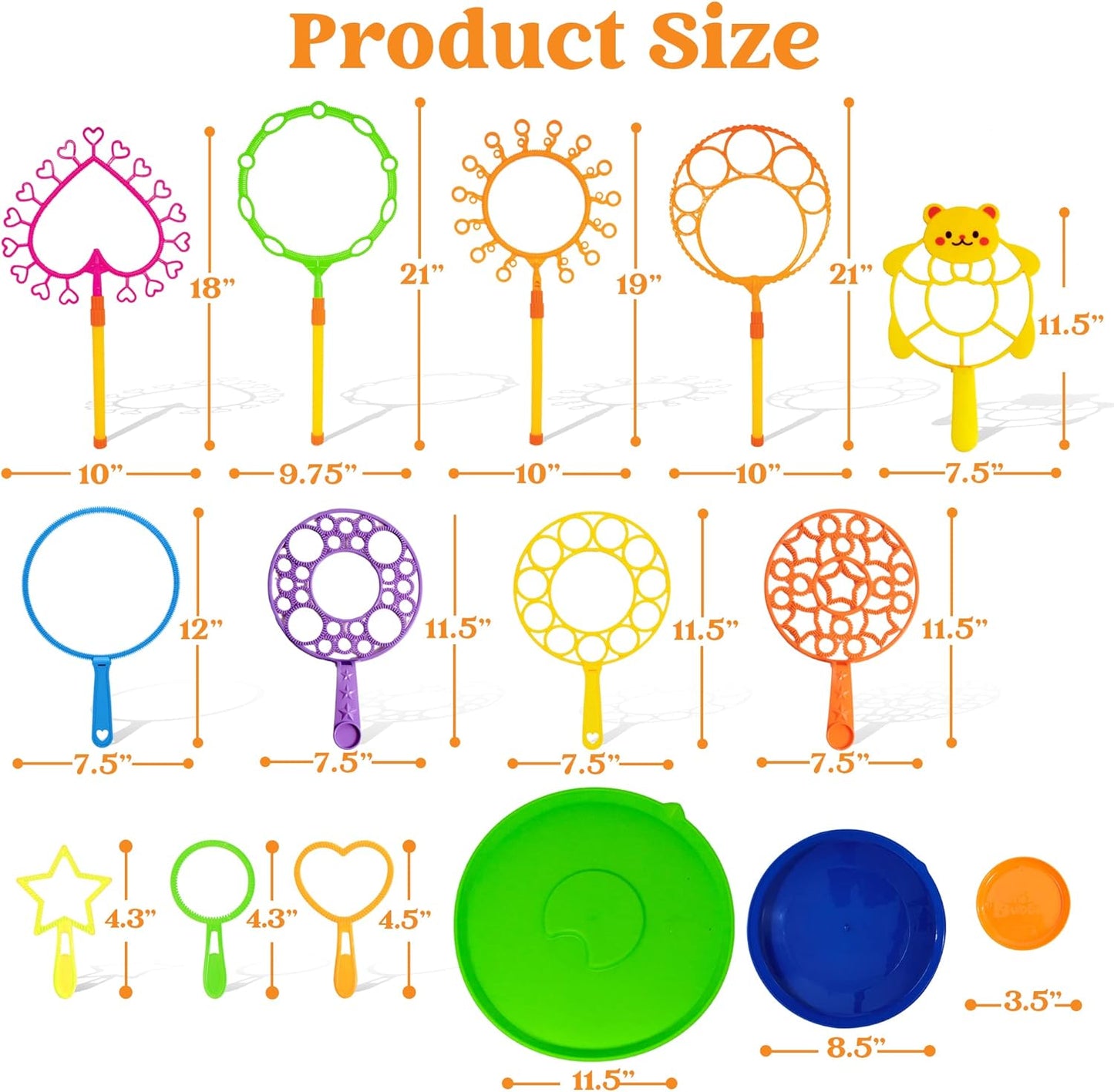 Big Bubble Wands Set with with Tray, 21" Giant Bubble Wands Bulk for Kids, Summer, Outdoor Play Period & Birthday Party & Games, 6 Pcs Bubble Solution Suitable, Suitable for All Age People