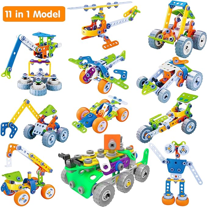 STEM Toys Kits Building Toys for Kids Age 4-8 5-7 6-8 Boys, MOONTOY 165 Pieces Gift 5 6 7 8 9 10 Year Old Building Blocks Set Erector Educational Activities Robot Engineering Construction Creative Game