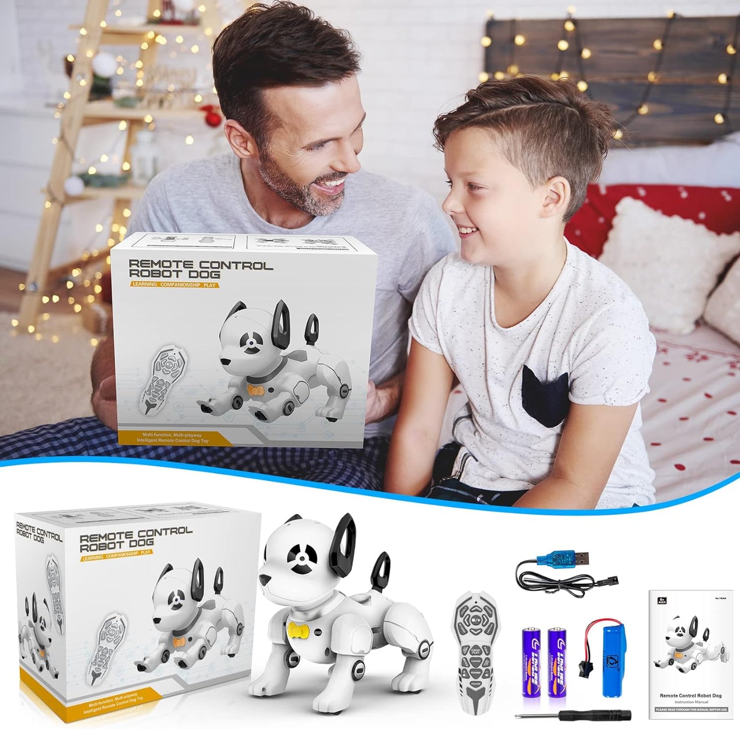 Remote Control Robot Dog Toy, RC Dog Programmable Smart Interactive Robotic Pets, RC Stunt Robot Toys Dog Imitates Animals Music Dancing Handstand Push-up Follow Functions for Boys Girls Toy - Toyigo