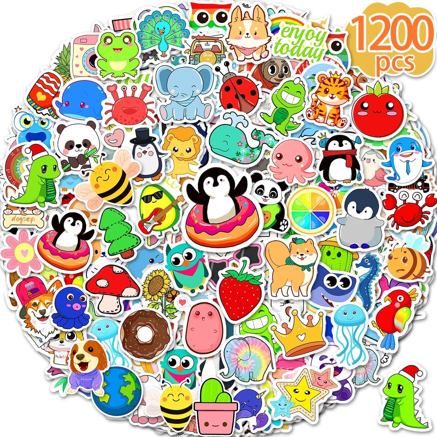 2000 Pcs Stickers, Water Bottle Stickers for Teens, Cute Kawaii Vinyl Phone Laptop Skateboard Animal Waterproof Stickers  for Kids, Bulk Aesthetic Sticker Packs for Boys Girls Teacher