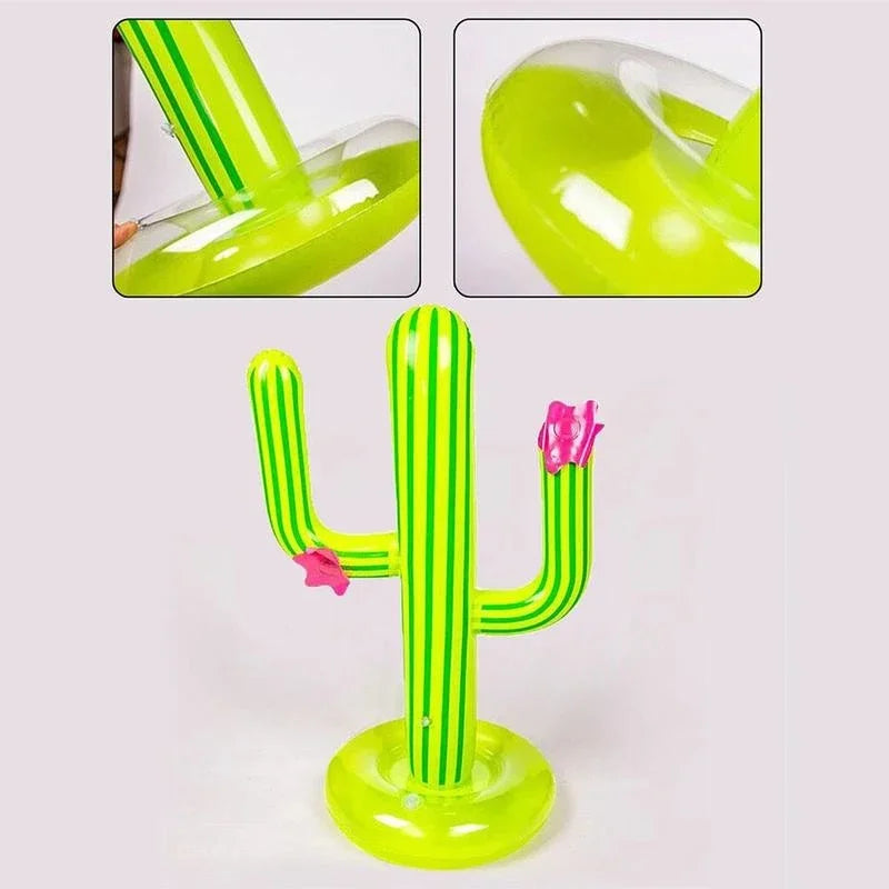 Swimming Ring Toss, Ring Toss Game Set, Inflatable Cactus Ring, Inflatable Toy, Inflatable Cactus, Outdoor Floating Supplies, Floating Supplies Inflatable Toys - Toyigo