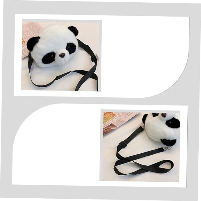 Smart Panda Soft Plush, Crossbody Panda Backpacks, Panda Shoulder Bag, Kawaii Purse Fur Material Trendy Purses Girl Wallet Stuffed Animals Toy for Kids Adults - Toyigo