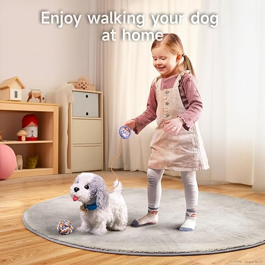 Walking Barking Toy Dog with Remote Control Leash, Plush Puppy Electronic Interactive Toys for Kids, Shake Tail, Pretend Dress Up Realistic Stuffed Animal Dog Age 3 4 5 6+ Years Old