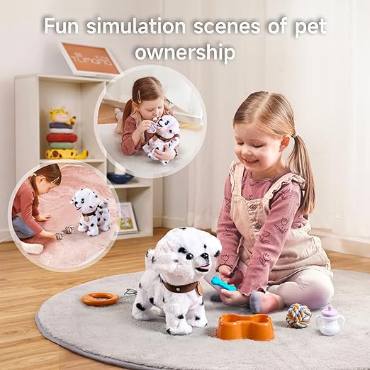 Walking Barking Toy Dog with Remote Control Leash, Plush Puppy Electronic Interactive Toys for Kids, Shake Tail, Pretend Dress Up Realistic Stuffed Animal Dog Age 3 4 5+ Years Old