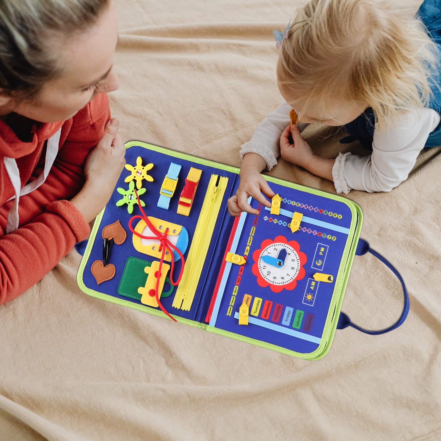 Montessori Educational Dinosaur Learning Toys ? Sensory Activity Felt Busy Board for Toddlers