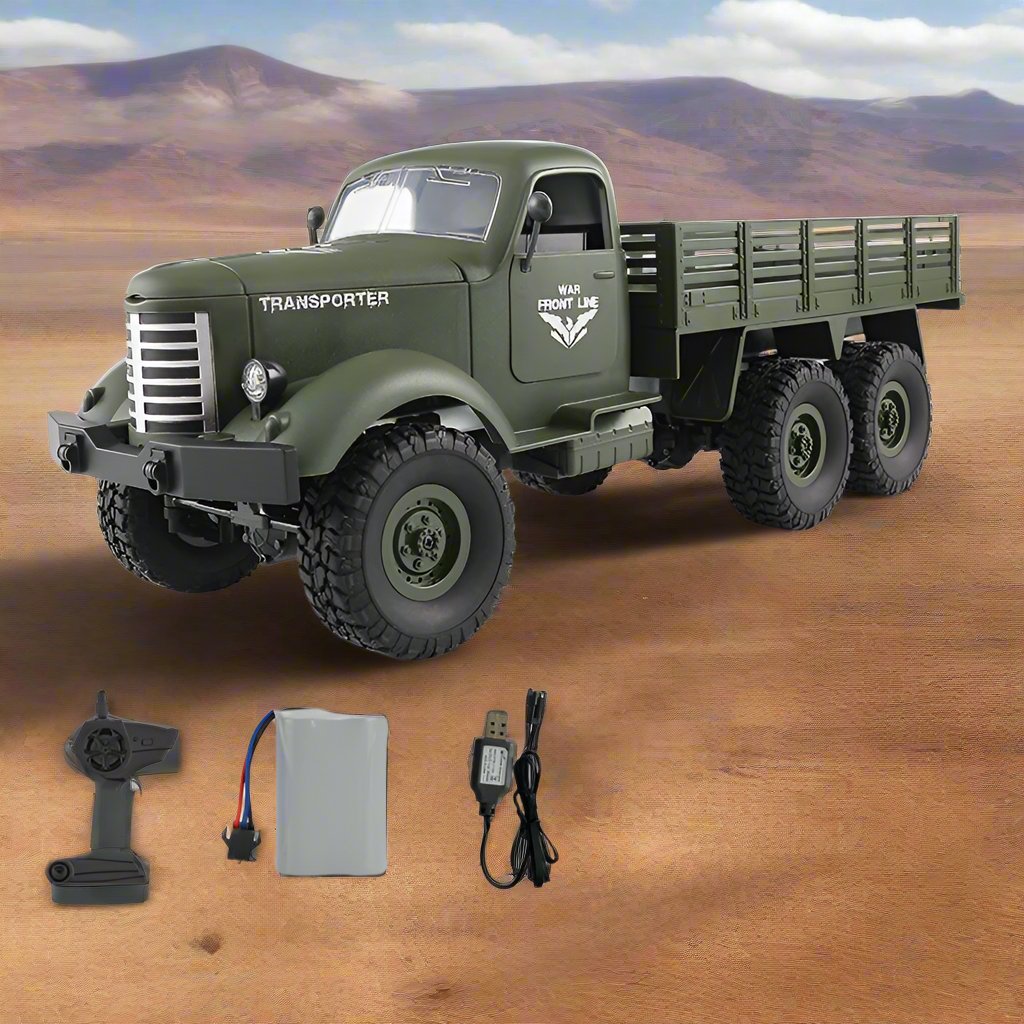 RC Military Truck 6x6 Off Road, Simulated Military Truck, Six-Wheel Scale Truck Outdoor Climbing Vehicle, Cargo Off-road Transport Soil Model,Rock Crawler Army Transport