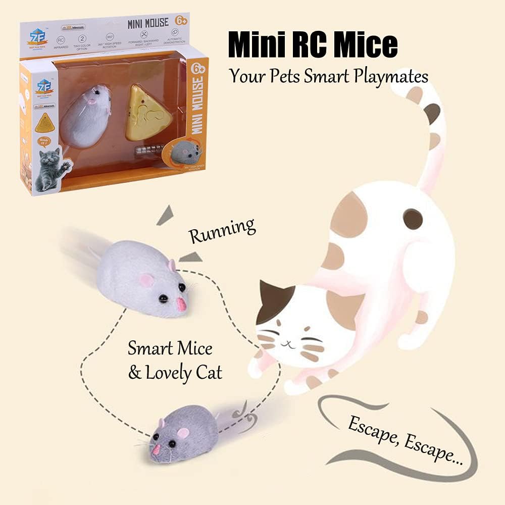 Mini RC Mice Toy, IR Remote Control Rat, Prank Toy For Cats And Dogs, Scary Remote Control Animal Prank, Trick Toy For Pets And Kids - Toyigo