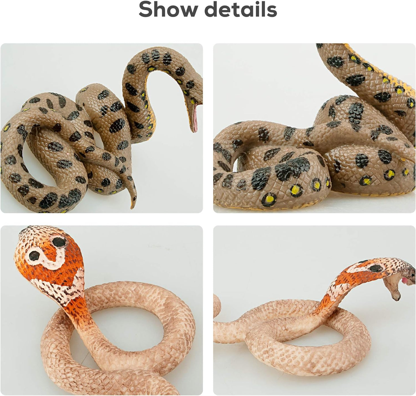 Snake Figures, Safari Animal Figurines, 8PCS Snake Figures, Realistic Jungle Animals Toy Set, Halloween Fake Snake with Cobra Python Figure, Prank Props Scary Snake Christmas Birthday Tricky Toy Party Favor - Toyigo