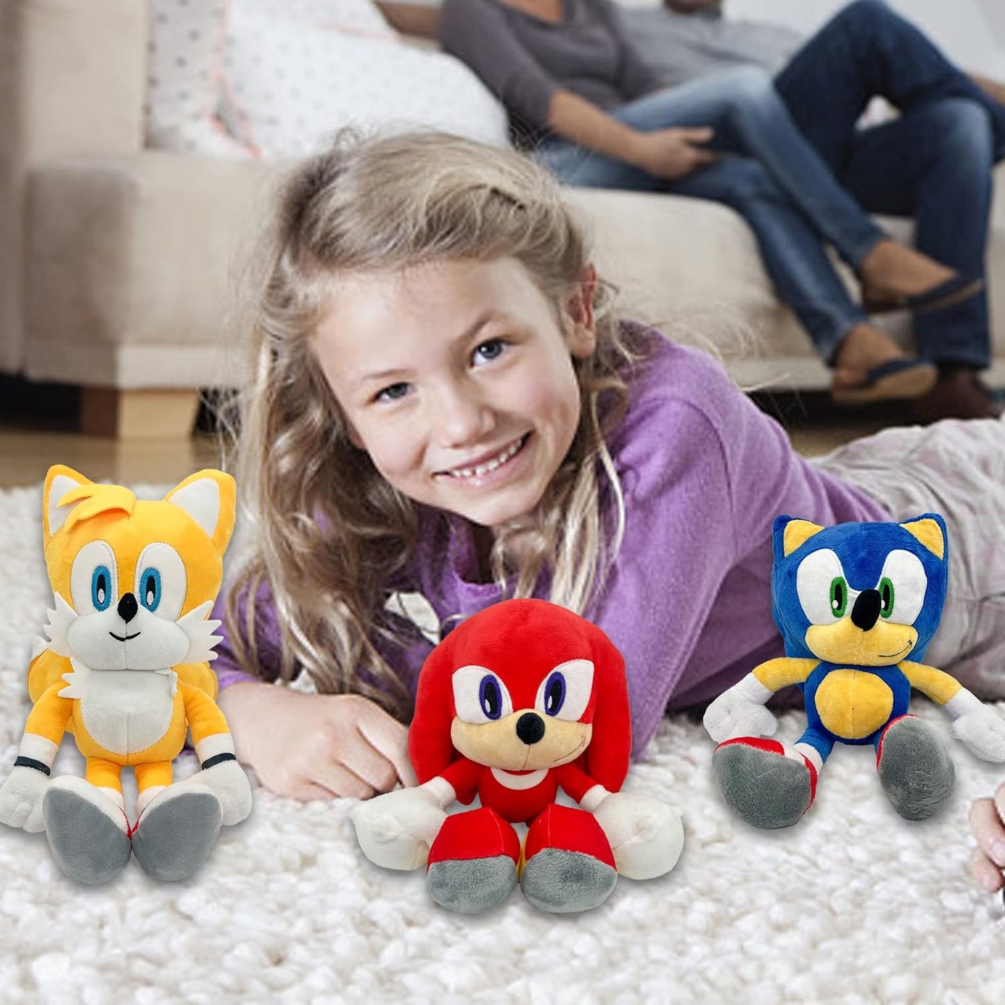 Movies & Tv soft toys, 12 Inches Sonic 2 Plush Toy, The Hedgehog Movie Sonic Plush Toys, Knuckles Shadow Tails Plush Doll Toys,  Gifts for Boys and Girls (Sonic+Tails+Knuckles), (Tails)