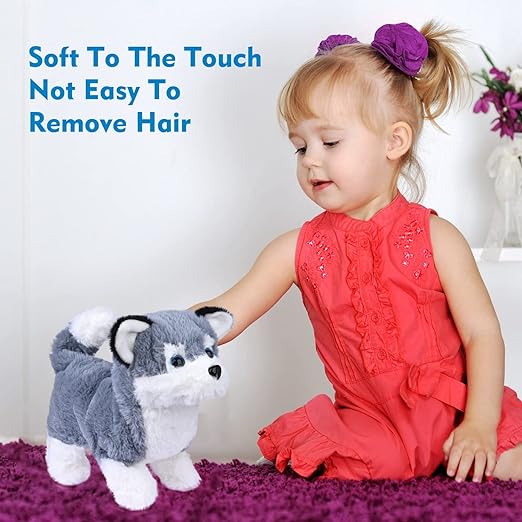 Toy Puppy Electronic Interactive Pet Dog - Walking, Barking, Tail Wagging, Stretching Companion Animal for Kids (Alaska Dog) - Toyigo