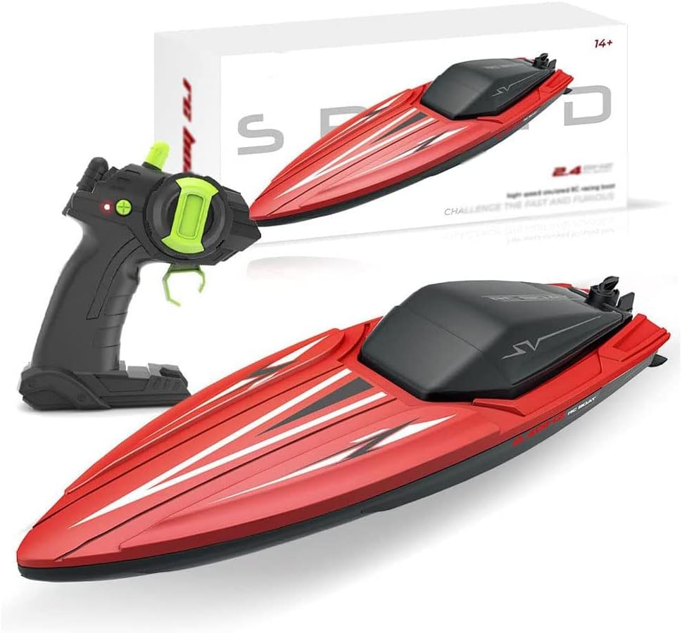 RC Boat, Fast Remote Control Boats for Pools and Lakes, 2.4 GHz Racing Boats for Kids & Adults with Dual Motor, Birthday Xmas Gift for Kids