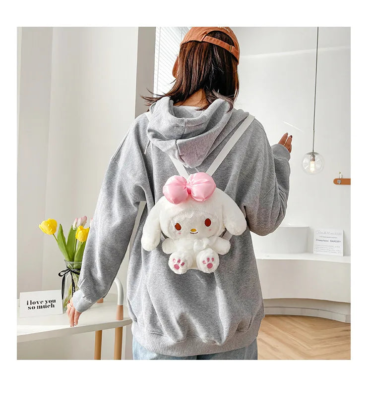 soft toy, 22cm Kawaii Sanrio Melody Plush Backpack, Cute Stuffed Animals Dolls Toys,  Plushie Bag Anime Cartoon Shoulder Backpacks, Cartoon Cute My Melody Rabbit Plush Doll,  Girl Gifts - Toyigo