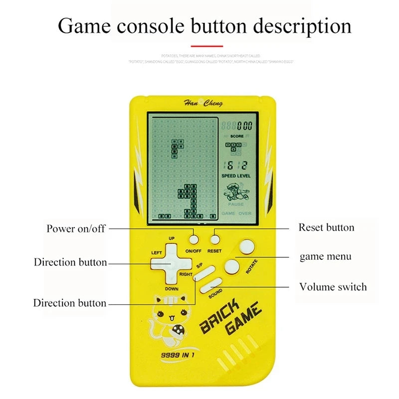 Mini Portable Retro Handheld Console, Retro Big Screen Brick Game, Children Classic Pocket Nostalgic Play BRICK Game Machine Educational Toys Puzzle Game - Toyigo