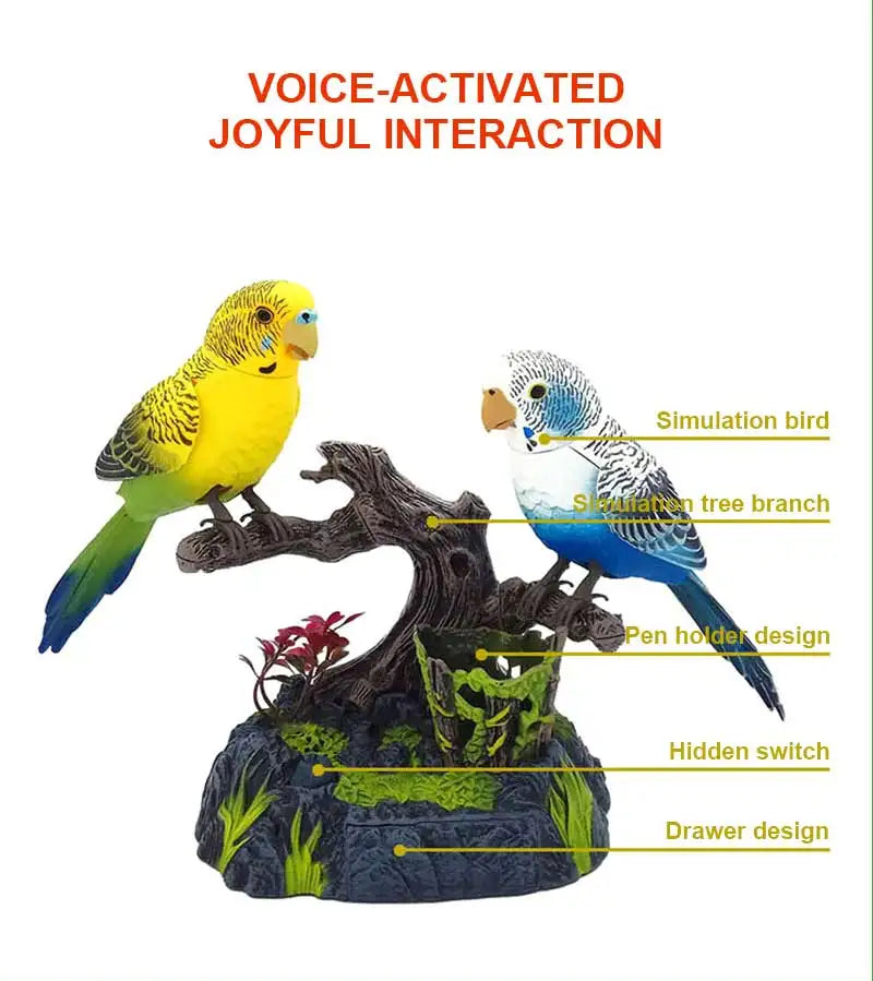 Electric Birds Toys, Electric Bird Pet Toy , Voice Controlled Electronic Animal Pets, Garden Display Children's Toy Gifts, Pen Holders Office Home Decor Ornament Kids Birthday Gifts - Toyigo