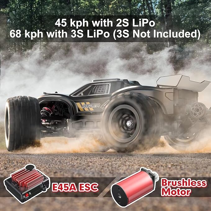 RC Truck, Remote Control Car with 2 Lipo Batteries for Adult, Max 42mph Electric Off-Road RC Cars, Compatible with 3S Li Po, H16BM 1/16 RTR Brushless Fast RC Cars for Adults - Toyigo