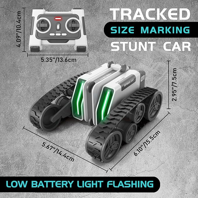 Remote Control Car, RC Cars with Tracked Double-Sided RC Crawler Driving 360ø Rotating Lights RC Stunt Car Toy Gifts Presents for Xmas Birthday Chirstams Party Boys/Girls Ages 6+