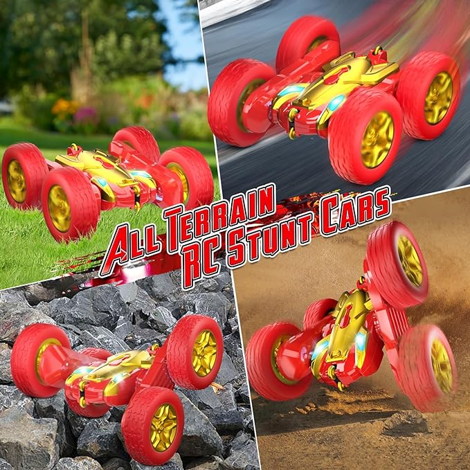 Remote Control Car, 2024 New RC Stunt Cars Toys Double-Sided 360ø Rotating with Headlights 4WD Kid Toys for Ages 5-7 - Toyigo