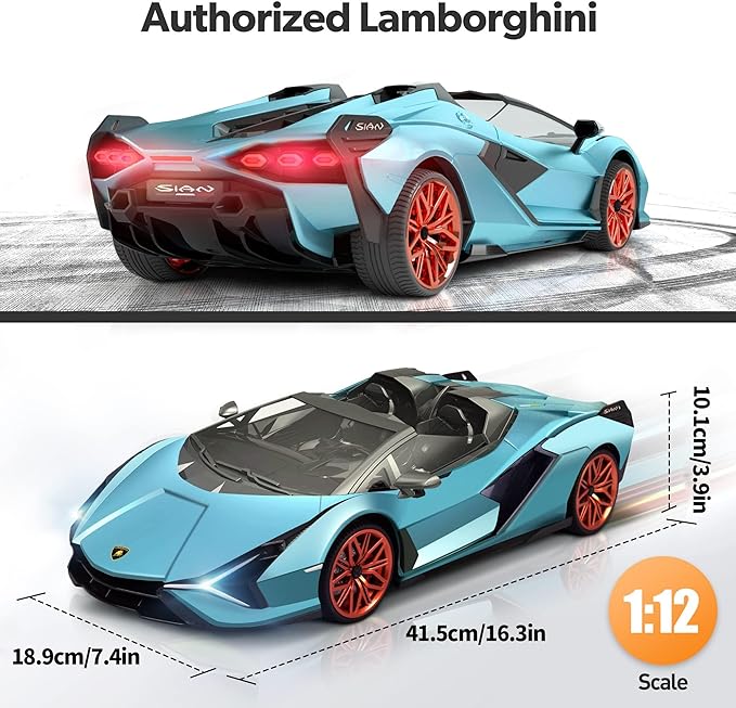 Lamborghini Remote Control Car, 900mAh 1:12 Scale Lambo Toy Car 7.4V, Licensed 12Km/h Fast RC  Cars with Led Light, 2.4Ghz Model Car for Kids - Toyigo