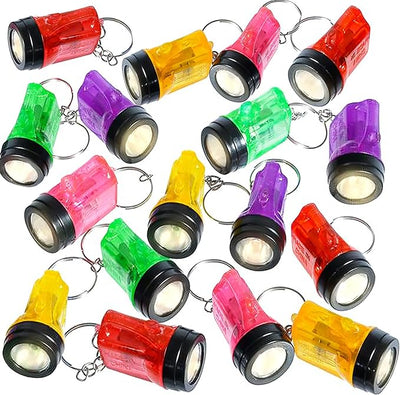 Art Creativity Mini Flashlight Keychains, Pack of 24, LED Key Chains for Kids in Assorted Colors, 1.5 Inch Durable Plastic Keyholders, Birthday Party Favors, Goodie Bag Fillers