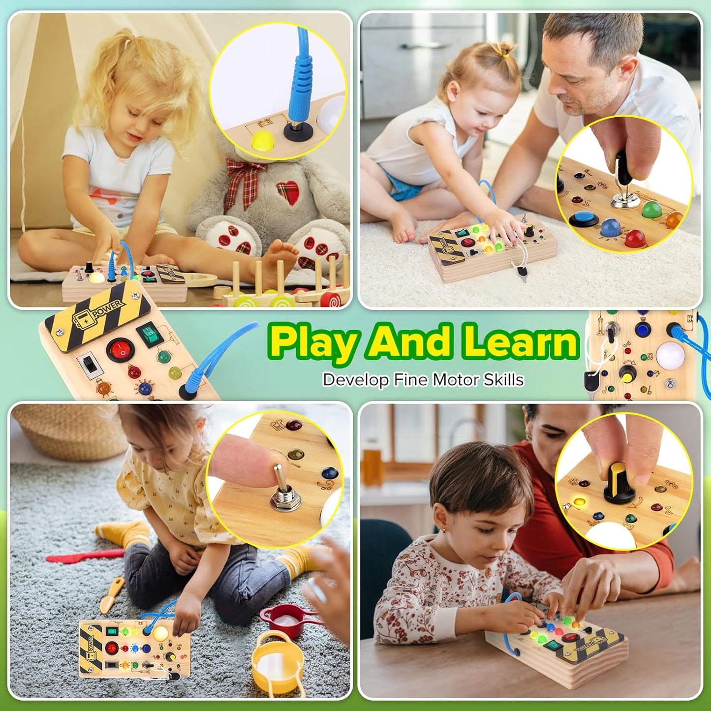 Montessori Busy Board ? Sensory and Learning Toy for Toddlers Ages 1-3 ? Wooden Preschool Activities ? Perfect Christmas & Birthday Gift