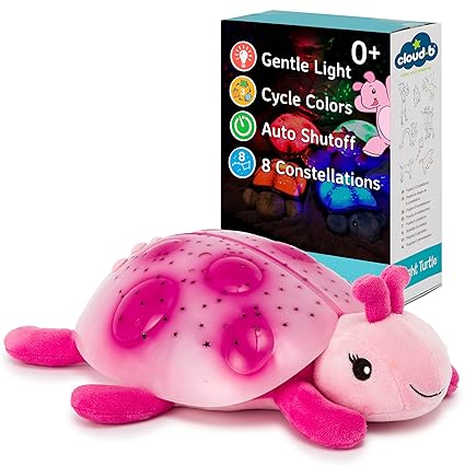 Cloud b Star Projector Nightlight with White Noise Soothing Sounds, Adjustable Settings and Auto-Shutoff, Twinkling Twilight Turtle - Pink