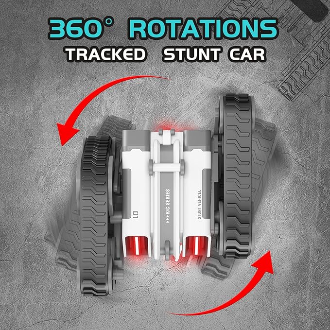 Remote Control Car, RC Cars with Tracked Double-Sided RC Crawler Driving 360ø Rotating Lights RC Stunt Car Toy Gifts Presents for Xmas Birthday Chirstams Party Boys/Girls Ages 6+