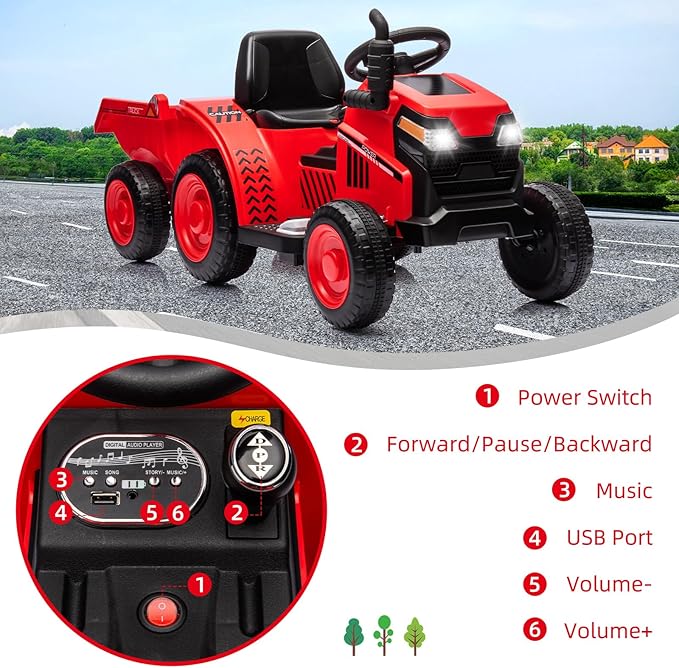 Kids Electric Tractor - Battery-Powered Ride-On Car for Ages 2-4