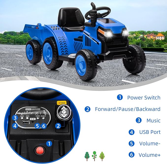 Kids Electric Tractor - Battery-Powered Ride-On Car for Ages 2-4