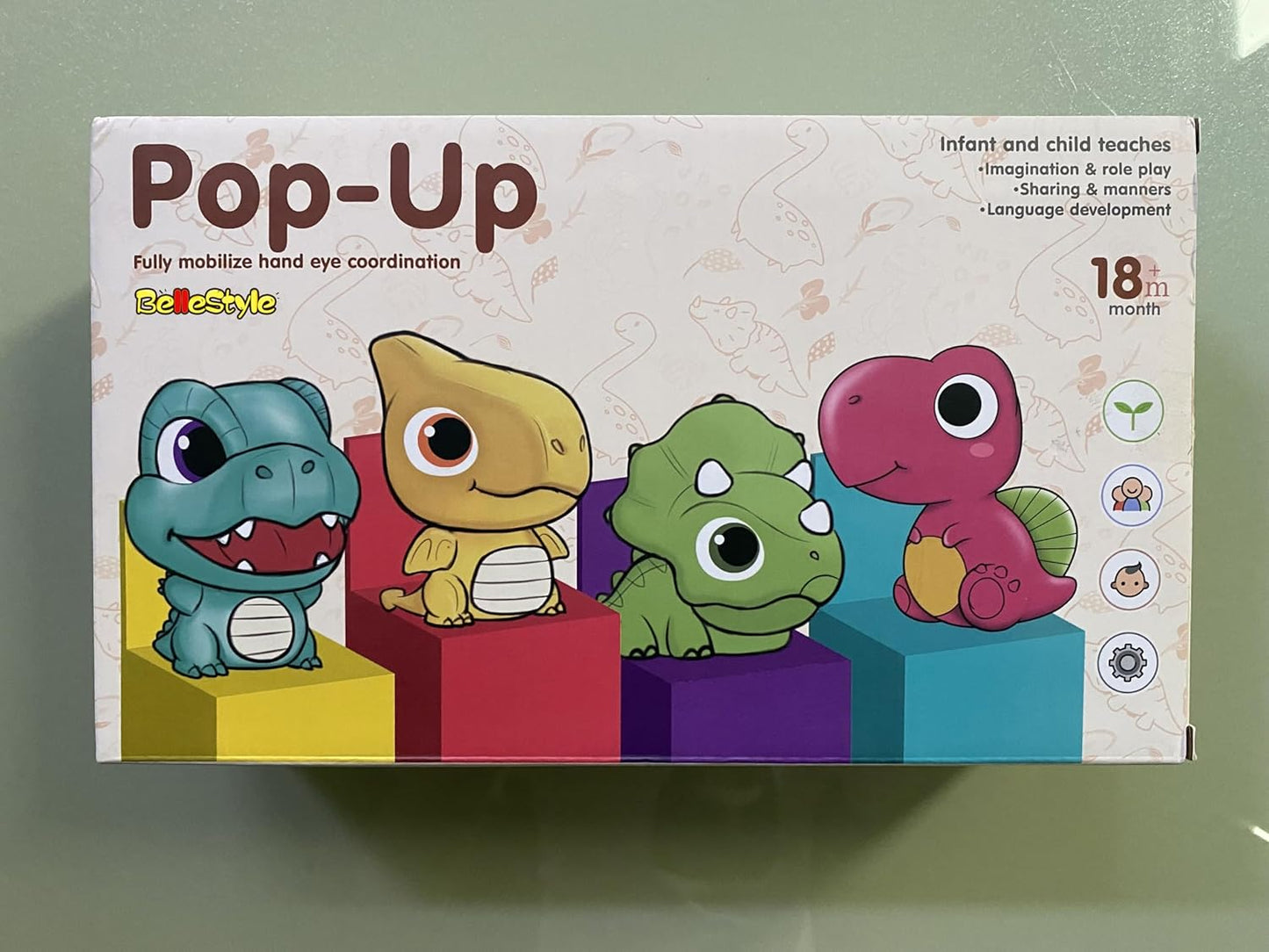 Dinosaur Pop Up Activity Toy for Babies and Toddlers, Early Development Montessori Cause and Effect Toys for Babies, Baby Gift for Boys and Girls