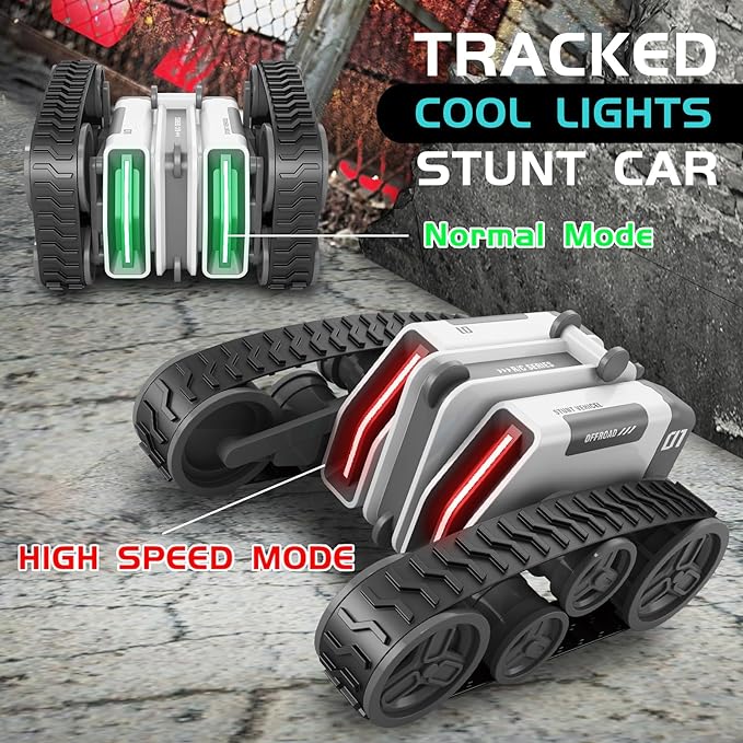 Remote Control Car, RC Cars with Tracked Double-Sided RC Crawler Driving 360ø Rotating Lights RC Stunt Car Toy Gifts Presents for Xmas Birthday Chirstams Party Boys/Girls Ages 6+