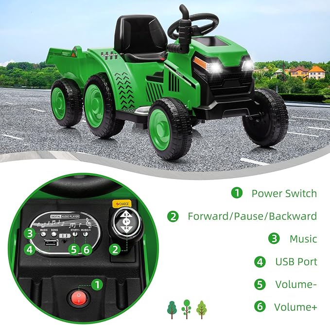 Kids Electric Tractor - Battery-Powered Ride-On Car for Ages 2-4