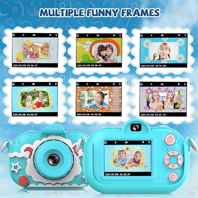 Kids Camera for Boys Girls, Dual Selfie Mini Children Camera Age 3 4 5 6 7 8 9 Year Old Kids Camcorder Christmas Birthday Gift for Girls Boys Toy Camera for Kids 32MP Video Camera with 32GB SD Card