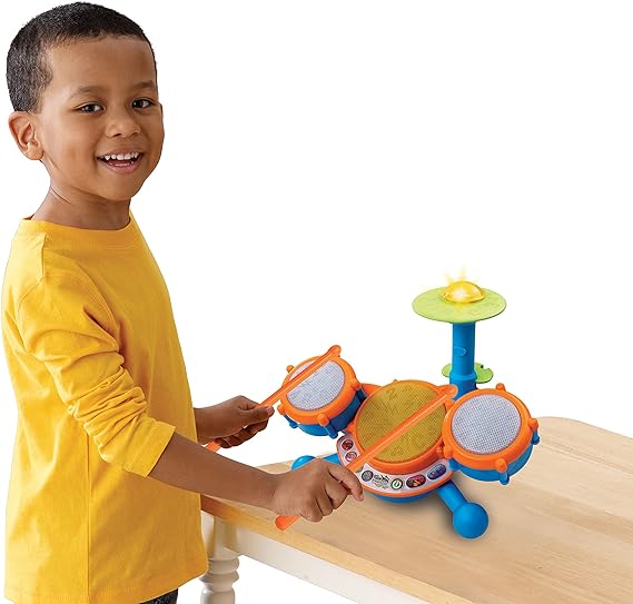 KidiBeats Kids Drum Set, Bright Orange, Interactive Music Toy with Drum Pads, Cymbals, and Rhythm Patterns for Young Musicians - Toyigo