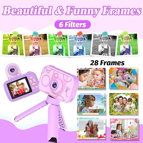 Kids Camera Toys for 3-12 Years Old Boys & Girls,Children's Camera with Flip-up Lens for Selfie & Video,HD Digital Mini-Camera - Toyigo