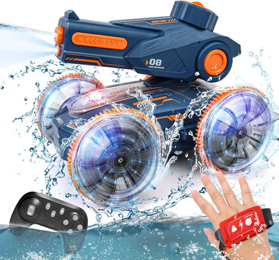 Amphibious RC Car Boat with Water Gun, Gesture Sensing, 4WD, 360ø Rotation - Fun for Kids 6+, Beach & Pool Toy