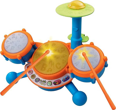 KidiBeats Kids Drum Set, Bright Orange, Interactive Music Toy with Drum Pads, Cymbals, and Rhythm Patterns for Young Musicians - Toyigo