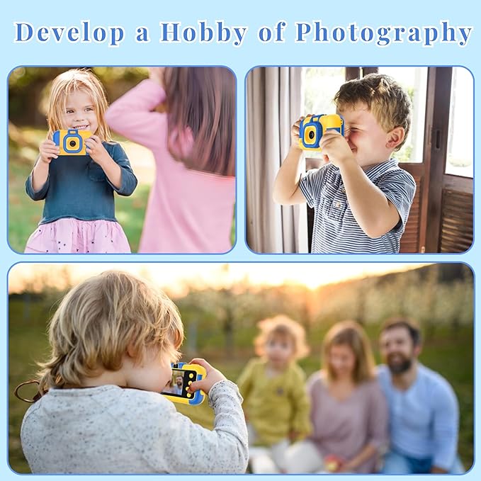 Kids Camera for Girls, 1080P HD Digital Video Cameras for Kids, Toddler Selfie Toy Camera Christmas Birthday Gifts for Kids Age 3-10 with 32GB SD Card Blue - Toyigo