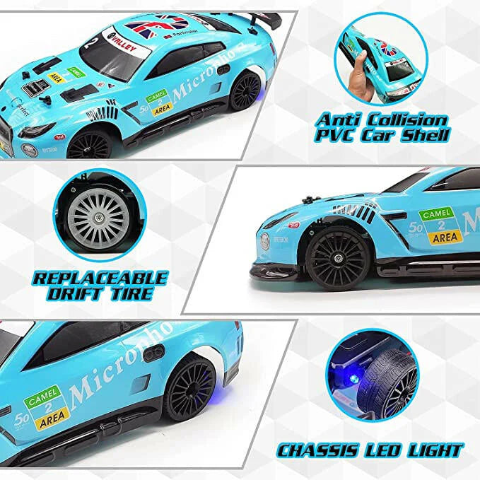 1/14 Scale Remote Control Drift Car – 2.4GHz 4WD Racing Car with LED Lights